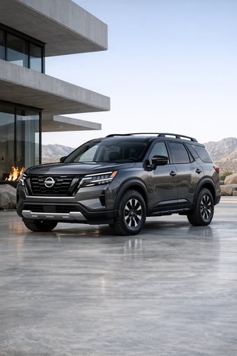 2026 Nissan Pathfinder exterior showcasing refined design and rugged capability in a clean, modern setting